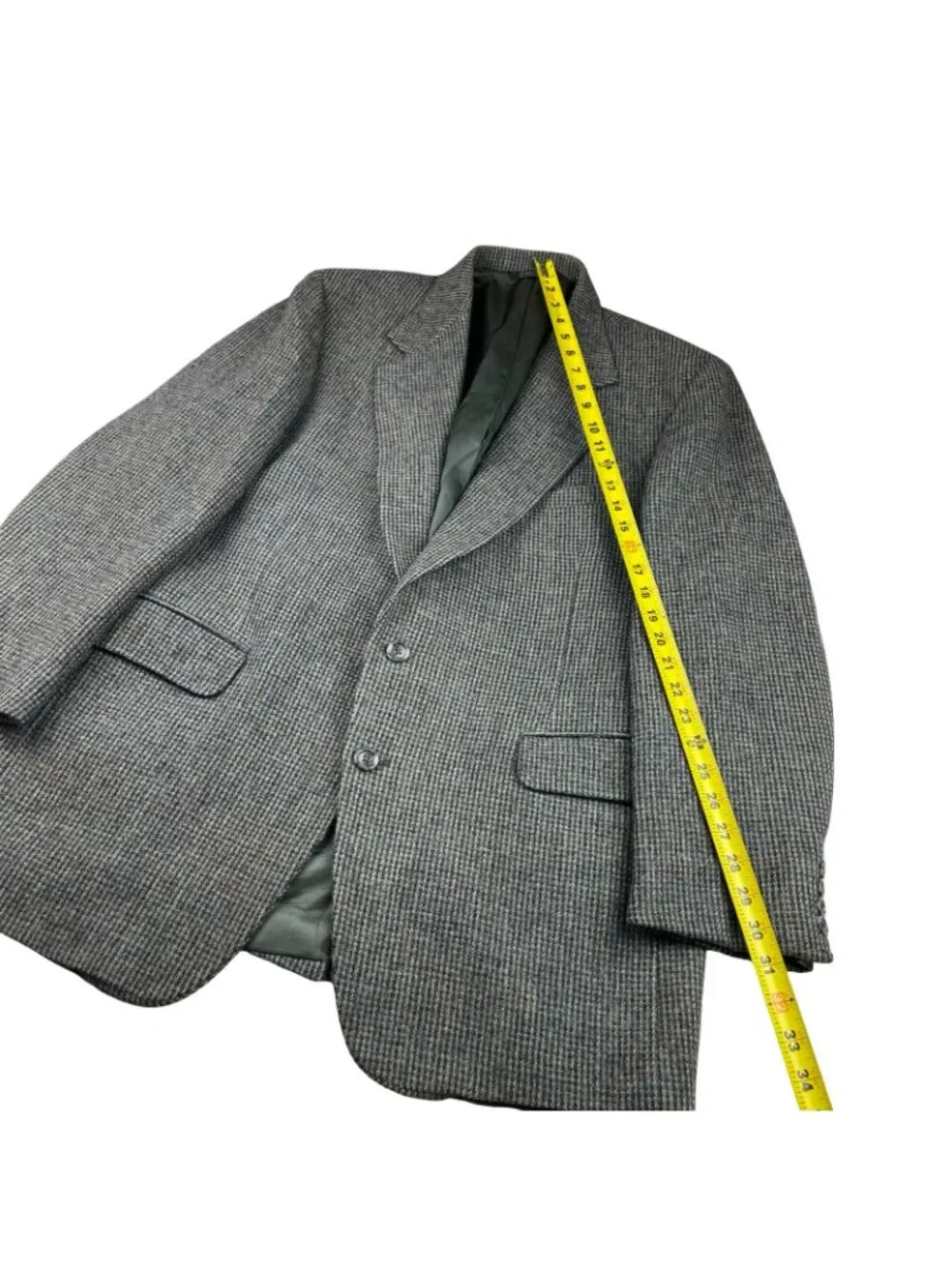 VTG Harris Tweed x Nordstrom Men's 100% Wool Blazer Blue/Beige • USA • 44R